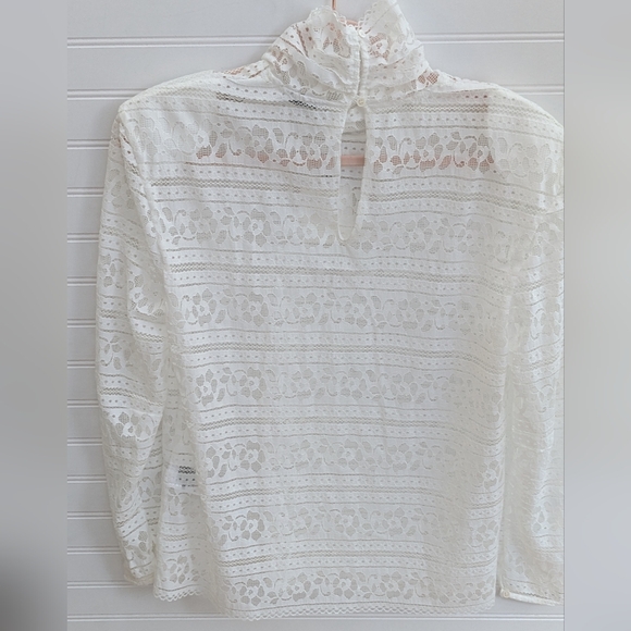 Sandro NWT White Hamia Floral High Neck Lace Top Women's Size Large(3) - Picture 3 of 13